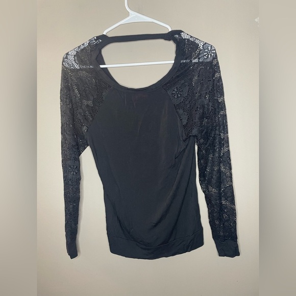 Betsey Johnson Tops - Betsy Johnson Elegant Black Lace Sleeve Women's Top Size S